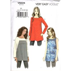 9225 Very Easy Vogue Shaped Pullover Tunics Sleeves / Contrast or Not  Pattern 14-22 Uncut
